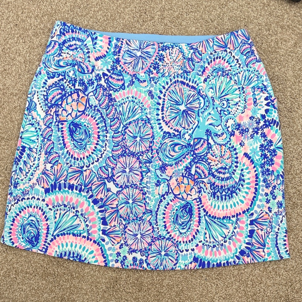 Lilly Pulitzer Luxetic Mini Skort in Aqua Pink Blue Paisley-Print